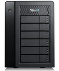 Heavy Duty 60TB External Hard Drive With Thunderbolt 3 And USB 3.2 RAID 6 Direct Attached Storage For 4K Video Editing setups in solid black housing.