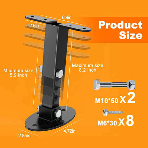 Premium 304 Stainless Steel Adjustable Pergola Roof Riser Brackets Kit For Outdoor Patios And Gazebos, 0-90 Degree Tilt, Height Adjustable, Weatherproof, Corrosion-Resistant, Heavy Duty Support Mounts