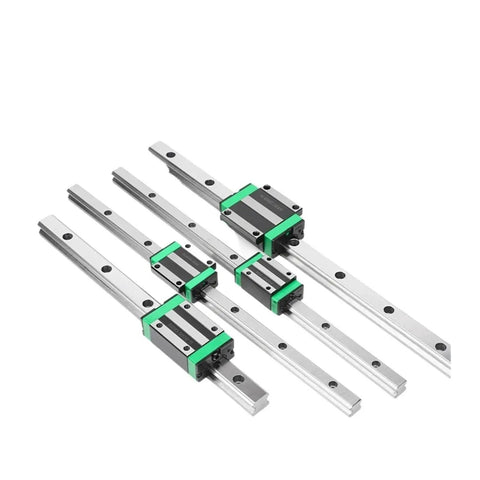 Heavy Duty High Precision Linear Guide Rail Kit Featuring Two Inch Eight HGR15 Slotted Rails With Fourpcs HGH15CA Slider Blocks For Smooth CNC Axis Motion And Zero Friction Movement In Any DIY Project Setup. Four HGR15 rails with HGH15CA blocks