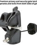 Heavy Duty Adjustable Gate Latch With Six Pin Key Lock, rekeyable fence hardware for dual-side operation.