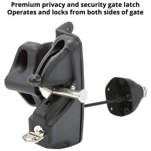Heavy Duty Adjustable Gate Latch With Six Pin Key Lock, rekeyable fence hardware for dual-side operation.