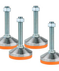 Beefy Stainless Steel Adjustable Leveling Feet With Dead Solid 2600 Lb Support Per Leg M16 Threads Non Slip Bottoms 4 Pack showcased.