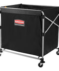 Collapsible X Cart with Wheels 8 Bushel Steel Laundry Cart Heavy Duty Black Utility Cart for Hotel Nursing Home Dorm Home College