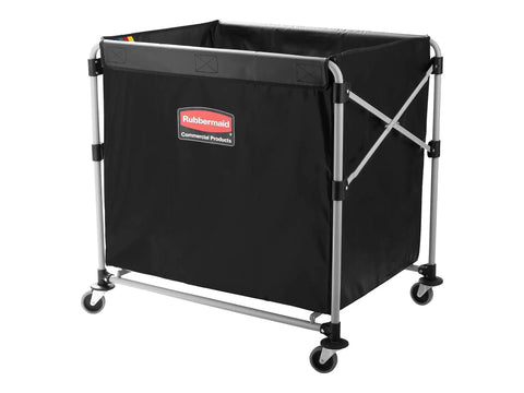 Collapsible X Cart with Wheels 8 Bushel Steel Laundry Cart Heavy Duty Black Utility Cart for Hotel Nursing Home Dorm Home College