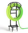 Garden Water Hose Holder And Freestanding Hose Reel Rack With Storage Basket Heavy Duty Metal Stand With 5 Spikes for 151 ft Hose