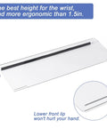 Clear Acrylic Tilted Keyboard Tray For Ergonomic Typing, Keyboard Stand With Silicone Anti Slip Strip, 17 By 5.7 Inch Keyboard Tray For Office Desk, shown with 15-degree tilt.