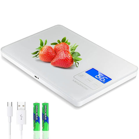 Precision Kitchen Scale For Home Cooks Waterproof Rechargeable Digital Food Scale 33Lb Capacity With strawberries displayed