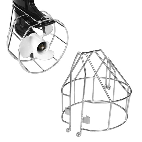Outboard Propeller Protective Cover And Safety Guard For 12 HP Engines, Heavy Duty Stainless Steel, No Drill Install