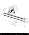 Dimensions diagram of Stainless Steel Toilet Paper Holder Wall Mount Dope Rustproof SUS 304 Polished Finish