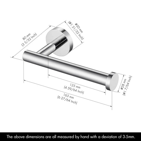 Dimensions diagram of Stainless Steel Toilet Paper Holder Wall Mount Dope Rustproof SUS 304 Polished Finish