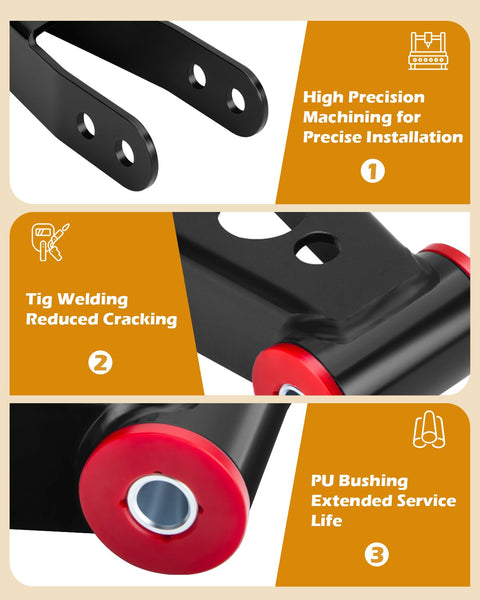 Rear Drop Shackle Kit For 1999-2019 Chevy Silverado 1500 And GMC Sierra 1500 Adjustable 1 To 2 Inch Lowering Shackle details