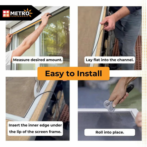 No Fuss Black Vinyl Round Screen Spline For Quick Window And Gate Fixes Super Flexible Mesh Retainer Locks Porch Screens Securely Dependable.165 Diameter Roll installation steps
