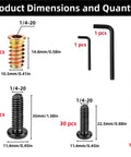 Top Shelf 50 Piece Threaded Wood Insert Kit Including 1 4 20 Furniture Fasteners And Wrenches for dimensions and quantities.