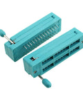 Set Of Four 28 Pin Universal ZIF IC Test Sockets With 2.54mm Pitch For Microcontroller Prototyping And Soldering Projects, blue housing