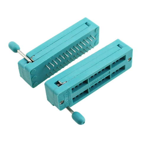 Set Of Four 28 Pin Universal ZIF IC Test Sockets With 2.54mm Pitch For Microcontroller Prototyping And Soldering Projects, blue housing