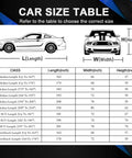 Car size table for All Weather Waterproof Car Cover Universal Fit For Sedans And Coupes, Heavy Duty Exterior Shield With UV Protection