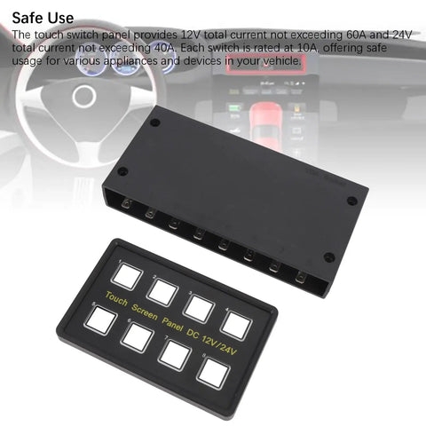 8 Gang Car Touch Switch Panel With IP68 Waterproof LED Indicators For Vehicle Capacitive Touch Control Panel 12V Up To 60A