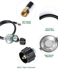 Three Foot Propane Hose Regulator With Gauge For Weber Charbroil Nexgrill Cuisinart Grills Patio Heaters And Fire Pits Low Pressure