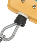 Close-up of Heavy Duty Retractable Spring Balancer with safety lock, featuring spring and hook for workshop tool use.