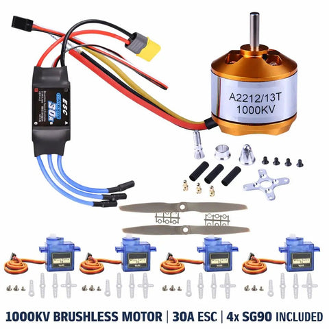 All In One Ready To Build RC Airplane Kit With A2212 KV1000 Motor 30A ESC Four Servos Two Propellers XT60 Connector Motor Mount Rudder