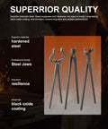 Beefy Heavy Duty Blacksmith Knife Making Forge Tongs Set With V Bit Blade Tongs And Flat Tongs Three Piece Tool Kit