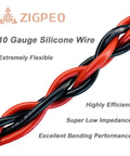 10 AWG Silicone Wire 50 Ft Red And Black Spools, Extra Flexible Tinned Copper Conductor, Coiled with Silicone Insulation