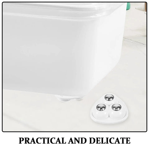 12pcs Adhesive Furniture Casters 360 Degree Swivel Wheels attached to a white storage box, showcasing smooth mobility features.