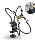 Four Arm Third Hand Soldering Station With Adjustable Gooseneck Arms, PCB Holder for precise electronics repair, Black Welding Stand.