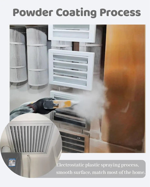 Top Shelf Heavy Duty Metal Louvered Vent Access Panel 28x28 Inch Attic Ceiling Inspection Cover powder coating process in action.