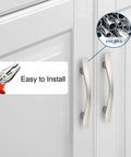 Solid Zinc Alloy Drawer Knob And Pull Set In Satin Nickel Finish for cabinets with modern bridge style handles, easy to install.