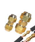 1/4 Inch No Weld Copper Pipe Connector For Hvac Ac Lines No Sweat Compression Coupler with brass flare nuts and fittings.