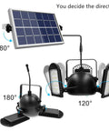 Premium Solar Pendant Light With Remote Control And Sixty Leds illuminates indoor outdoor spaces with adjustable solar panel and LED angles.
