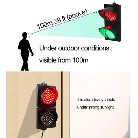 Heavy Duty Industrial Led Loading Dock Traffic Light Wall Mount Signal Lamp Automotive Warehouse shown with red and green lights.