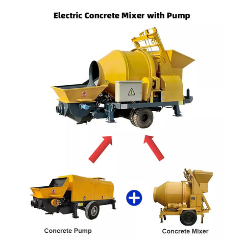 Hardcore Automatic Concrete Mixer Pump With Dead Simple PLC Controls And High Volume Grout Delivery For Foolproof Foundation Pouring And Zero Hassle Job Site Setup, showcasing electric mixer and pump.