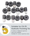 Heavy Duty Hydraulic Oval Hole Punch Die For CH-70 System Replacement 11x18mm displayed with various sizes for metal sheets