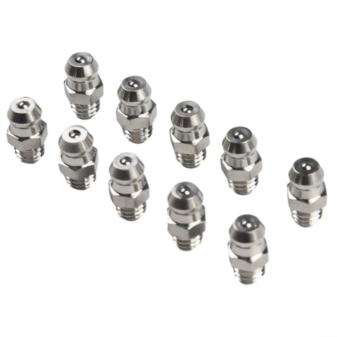 10 Pack Metric M6X1mm Straight Hydraulic Grease Fitting Zerk Nipples 201 Stainless Steel High Hardness Rust Proof Designed To Withstand Harsh Industrial Environments Keeping Machinery Lubed Up Solid And Running Smooth Like New Gear Today, 10 stainless steel fittings