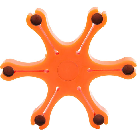 Flexible Black Powder Revolver Capper Set 6 Pack for Number 10 Percussion Caps, high visibility orange star-shaped design