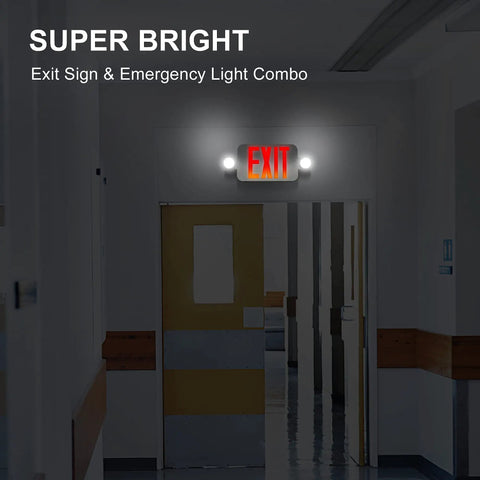 Two Pack Exit Sign With Emergency Lights Color Changing Red And Green UL Certified Battery Backup over office door