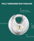 Same Key Stainless Steel Storage Lock Set For Sheds Garages And Trailers Disc Padlocks, All Weather Heavy Duty, Fully Shrouded