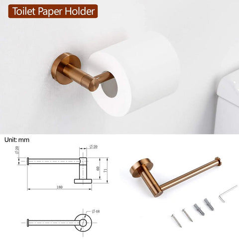 Stainless Steel Bathroom Accessories Set With Towel Bar Towel Ring Toilet Paper Holder And Hooks In SUS 304 Brushed Brass Finish