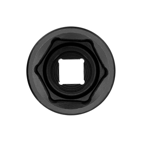Bottom view of Heavy Duty Six Point Metric Deep Impact Socket Extra Length for Three Quarter Inch Drive Heat Treated Chrome Molybdenum Alloy Steel