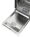 Low Maintenance Front Control Dishwasher Featuring A Hybrid Stainless Tub And Smart Auto Cycle For No Sweat Daily Cleans and Heavy Duty Batch Scraping With Quiet Operation, interior view.