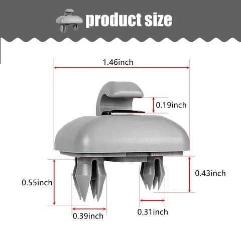 2 Pack Clip On Sun Visor Hook Bracket For Audi Interior Car Specific Plastic Clip Durable Gray Holder with size dimensions