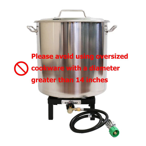 High Pressure Camp Stove With Angle Iron Frame Portable Cast Iron Burner For Outdoor Cooking And Camping Includes 0 to 3 PSI Adjustable Regulator