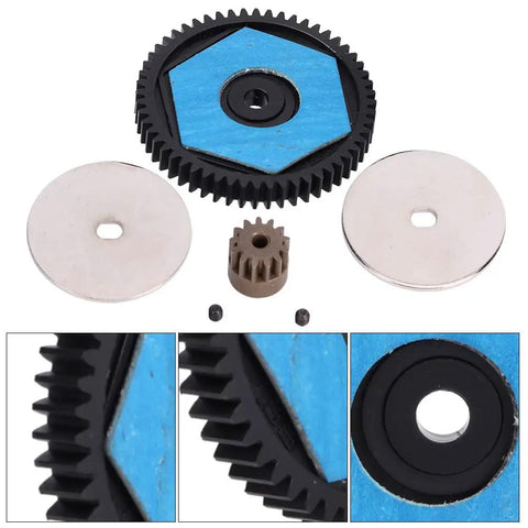 Beefed-Up RC Car Gear Set With 56T Spur Gear And 13T Pinion, Metal Construction For SCX10 II, rust-resistant and durable.