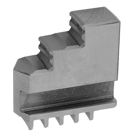 Precision Tuned Three Piece K1180 Self Centering Three Jaw Lathe Chuck Set component showcasing a durable steel jaw design for machining.