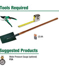 Tools required for DIY Self Install In Ground Automatic Sprinkler System Kit For Medium Lawn No Sweat Auto Watering From Outdoor Faucet