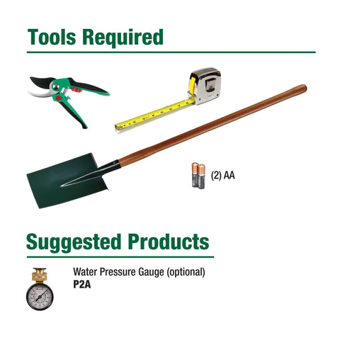 Tools required for DIY Self Install In Ground Automatic Sprinkler System Kit For Medium Lawn No Sweat Auto Watering From Outdoor Faucet
