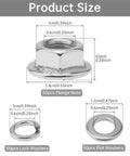 Product size diagram of 50 Sets M6 Hex Serrated Flange Nuts Kit with 304 Stainless Steel Lock Nuts, washers included.