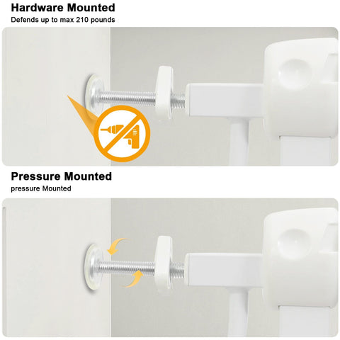 Extra Wide Baby Gate With Auto Close Pressure Mounted Walk Through Pet Gate For Doorways And Stairs White Metal Large 66.9 To 71.6 Inches (170 To 182 Cm) Easy Open Double Sided Safety Gate pressure mounting on wall